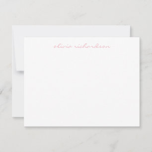 Carte De Correspondance Script manuscrit moderne Feminine Blush Rose
