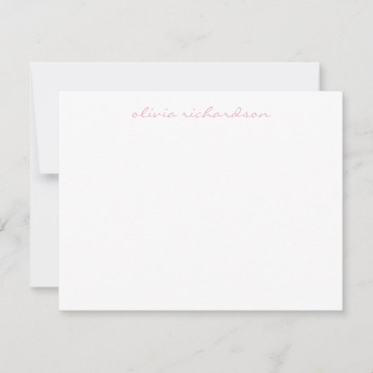 Carte De Correspondance Script manuscrit moderne Feminine Blush Rose (Devant)