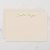 Carte De Correspondance Script manuscrit moderne vert Nom personnalisé (Devant / Derrière)