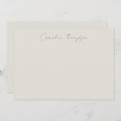 Carte De Correspondance Script manuscrit moderne violet Nom personnalisé (Devant / Derrière)