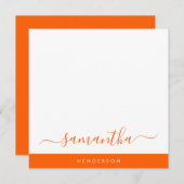 Carte De Correspondance Script manuscrit orange simple (Devant / Derrière)