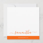 Carte De Correspondance Script manuscrit orange simple (Devant)