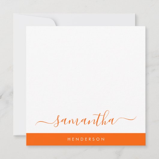Carte De Correspondance Script manuscrit orange simple (Devant)