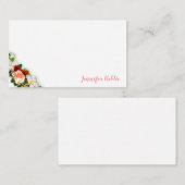 Carte De Correspondance Script manuscrit Texte Elégant Aquarelle Fleurs (Devant / Derrière)
