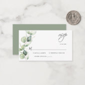 Carte De Correspondance Script Mariage Eucalyptus Greenery RSVP (Devant/Arrière en situation)