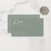 Carte De Correspondance script mariage moderne sage vert script rsvp répon (Devant/Arrière en situation)