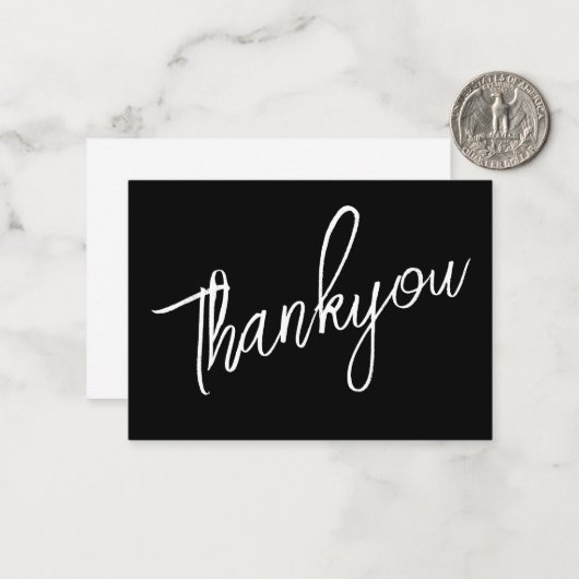 Carte De Correspondance Script Merci Noir (Devant/Arrière en situation)