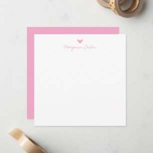 Carte De Correspondance Script minimaliste Cœur Rose Personnalisé