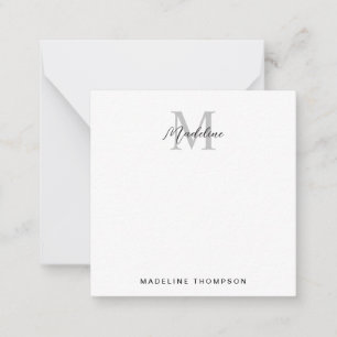 Carte De Correspondance Script minimaliste moderne Monogramme gris noir