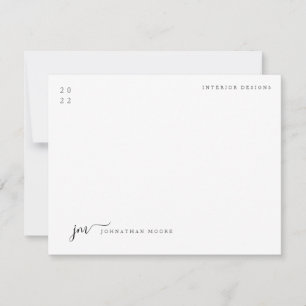 Carte De Correspondance Script minimaliste moderne Monogramme noir et blan