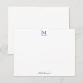 Carte De Correspondance Script moderne Initial Monogramme bleu marine (Devant / Derrière)