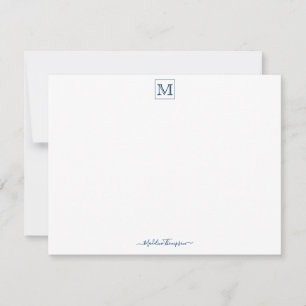 Carte De Correspondance Script moderne Initial Monogramme bleu marine