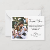 Carte De Correspondance script moderne mariage photo merci chic (Devant)