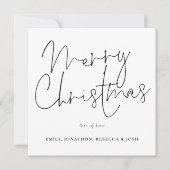Carte De Correspondance Script moderne Noir Blanc Joyeux Noël (Devant)