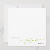 Carte De Correspondance Script moderne simple vert citron (Devant)