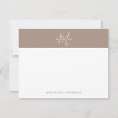Carte De Correspondance Script Monogramme Beige Chaud (Devant)