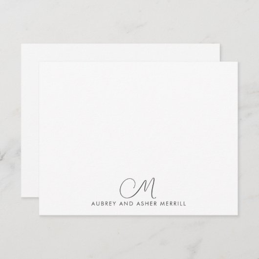 Carte De Correspondance Script Monogramme papeterie moderne (Devant / Derrière)