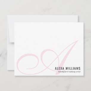 Carte De Correspondance Script Monogramme Premier Pink Pink Pastel Busines