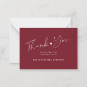 Carte De Correspondance Script nuptiale budget burgundy merci pas (Devant)