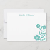 Carte De Correspondance Script personnalisé de dessin Turquoise élégant (Devant)