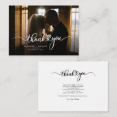 Carte De Correspondance Script photo mariage Merci moderne (Devant / Derrière)