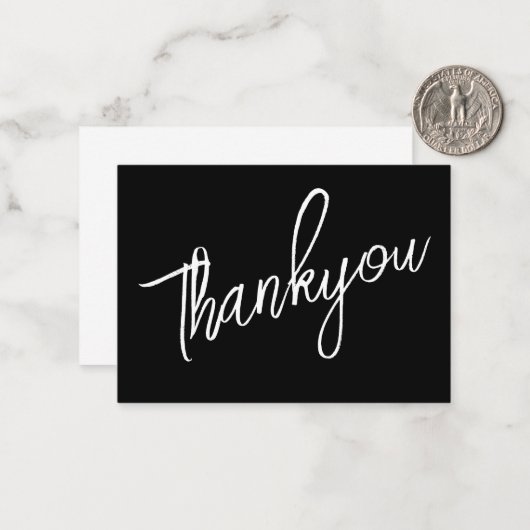 Carte De Correspondance Script Thankyou Noir (Devant/Arrière en situation)