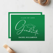 Carte De Correspondance Script universitaire sur Merci vert (Devant/Arrière en situation)