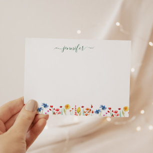 Carte De Correspondance Script vert personnalisé Meadow fleur sauvage