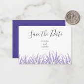 Carte De Correspondance Script violet moderne QR Code Enregistrer la date (Devant/Arrière en situation)
