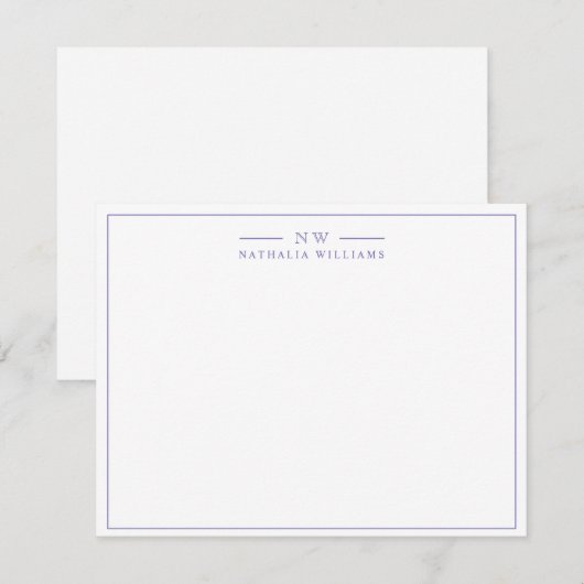 Carte De Correspondance Script with Border monogram (Devant / Derrière)