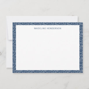 Carte De Correspondance Sea Paisley Motif Océan Blue Monogramme