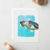 Carte De Correspondance Sea Turtle Note Card for Any Occasion (Devant/Arrière en situation)