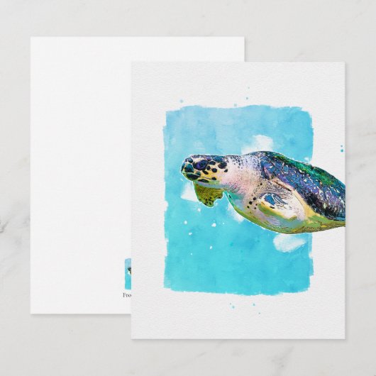 Carte De Correspondance Sea Turtle Note Card for Any Occasion (Devant / Derrière)