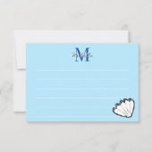 Carte De Correspondance Seashell Sketch White And Blue Lined Monogram (Devant)