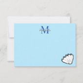 Carte De Correspondance Seashell Sketch White And Blue Monogram (Devant)