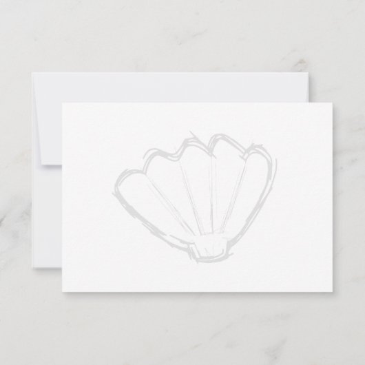 Carte De Correspondance Seashell Sketch White And Blue Monogram (Dos)