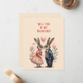 Carte De Correspondance Serez-Vous Mon Couple De Lapin Valentin (Devant/Arrière en situation)
