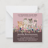 Carte De Correspondance Service de toilettage de chat rose assis en animal (Dos)
