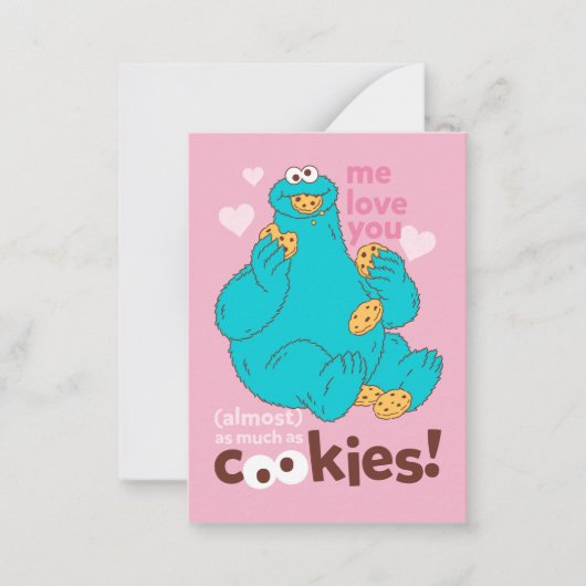 Carte De Correspondance Sesame Street | Cookie Monster je t'aime (Devant)