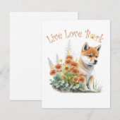 Carte De Correspondance Shiba Inu Chien Maman Florale (Devant / Derrière)