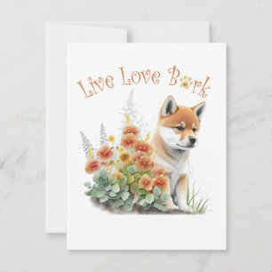 Carte De Correspondance Shiba Inu Chien Maman Florale