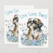 Carte De Correspondance Shih Tzu Chien Maman Florale (Devant / Derrière)