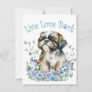 Carte De Correspondance Shih Tzu Chien Maman Florale