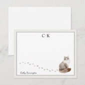 Carte De Correspondance Sibérie Cat Grey Nom du monogramme frontalier (Devant / Derrière)