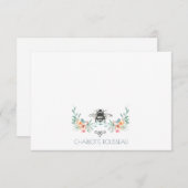 Carte De Correspondance Signature de script Personnalisé Bee Floral (Devant / Derrière)