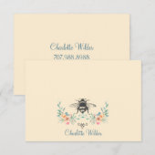 Carte De Correspondance Signature de script Personnalisé Bee Floral (Devant / Derrière)