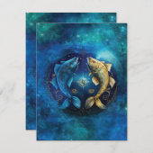 Carte De Correspondance Signe de zodiaque Pisces Design d'aquarelle (Devant / Derrière)