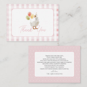 Carte De Correspondance Silencieux rose En vichy Merci de Baby shower