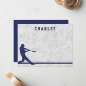 Carte De Correspondance Silhouette bleu foncé de baseball nom personnalisé (Devant/Arrière en situation)