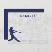 Carte De Correspondance Silhouette bleu foncé de baseball nom personnalisé (Devant / Derrière)